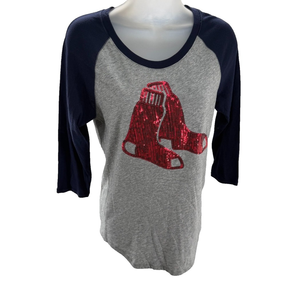 Victoria's Secret PInk Red Sox Bling Womens Raglan Tee Shirt Small